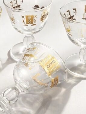 Four Vintage MCM Libby B&0 Railroad Cordial Glasses